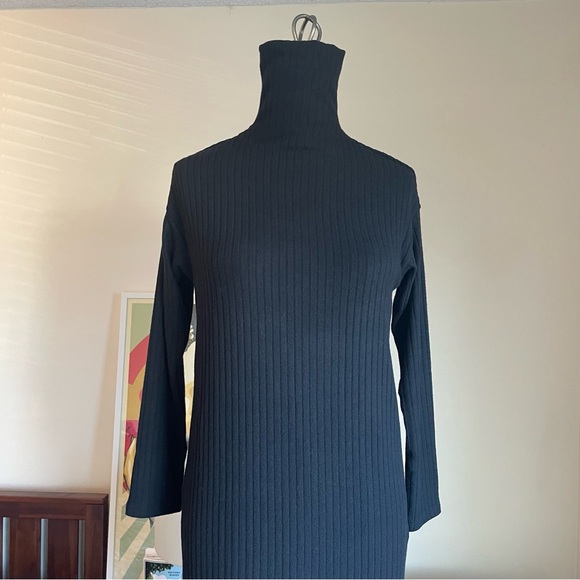 D118/9 ENZA COSTA Sweater Rib Dress Black - Picture 4 of 8